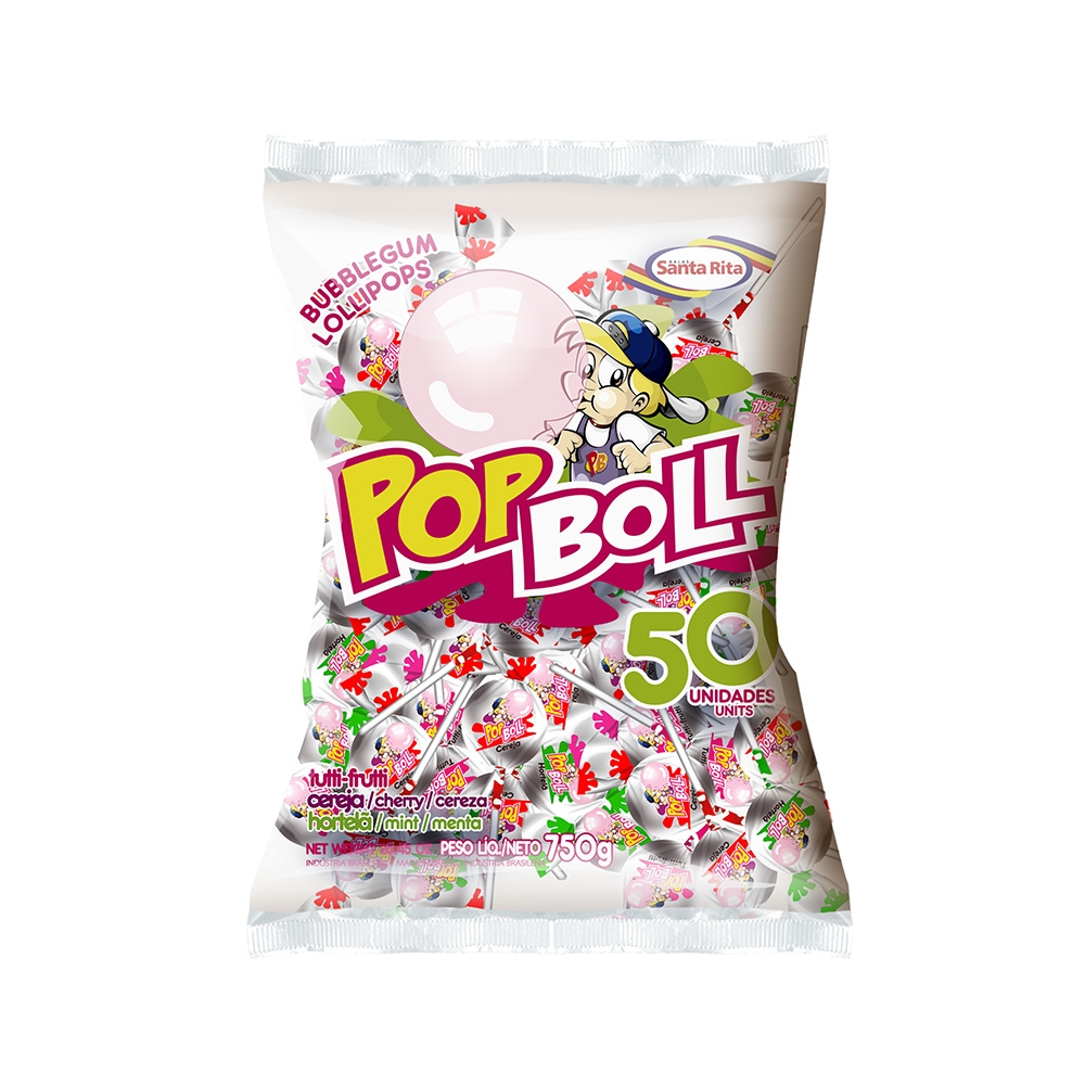 PopBool Assorted Bubblegum Lollipops